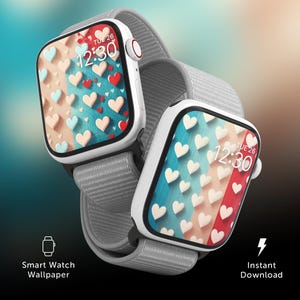 Valentines Hearts Watch Face Wallpaper, Watch Face Hearts, Apple Watch Face Love, Smartwatch Hearts Pastel, Valentines Gift for Her