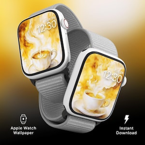 Coffee Apple Watch Face Wallpaper, Cozy Coffee Mug Abstract Art iPhone Background, Coffee Cup Smartwatch Screensaver, For Coffee Lovers