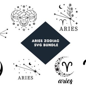 Aries Zodiac SVG – Aries Symbol Cut File for Cricut, Horoscope Clipart, Astrology Sign Design