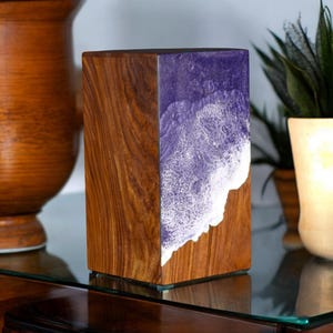 Handcrafted Rosewood Urn with Ocean Wave Design|Premium Memorial Box|Urn Ashes Box|Memorial Box|Keepsake Box|Christmas Gift|Holiday Keepsake