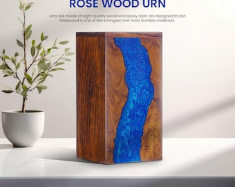 Handmade Wooden Urn Box: Resin Inlay Cremation Keepsake