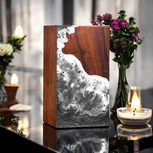 Holzurne für die Feuerbestattung Erwachsene beste Urne für die menschliche Asche-Palisander und schwarze Harz Design Urne Box-Holzurne Urne für die Beerdigung Holzkiste