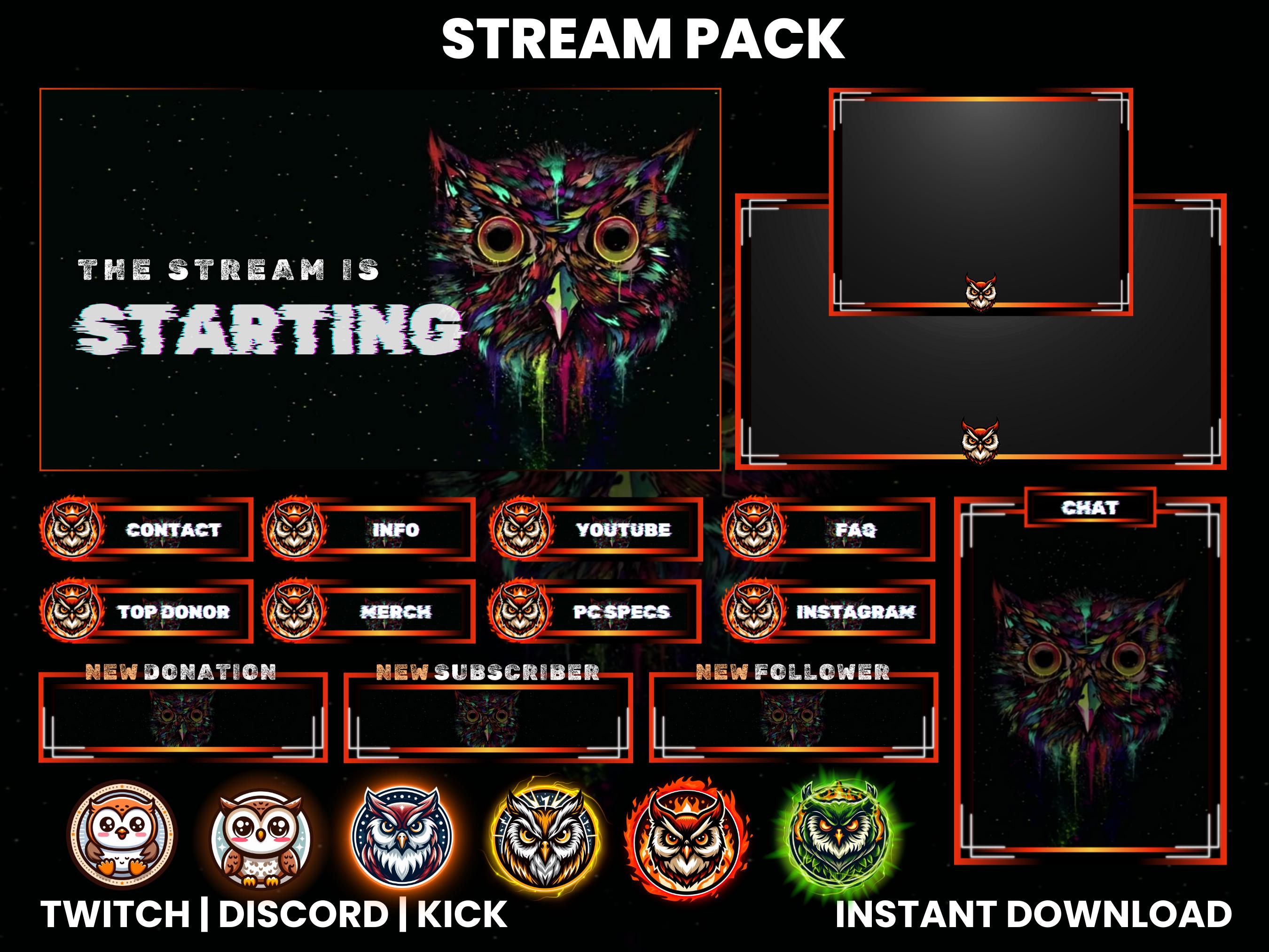 Animated Twitch Stream Pack | Owl Stream Pack | Owl Bit Badges Twitch | Webcam Overlay | Animated Sc