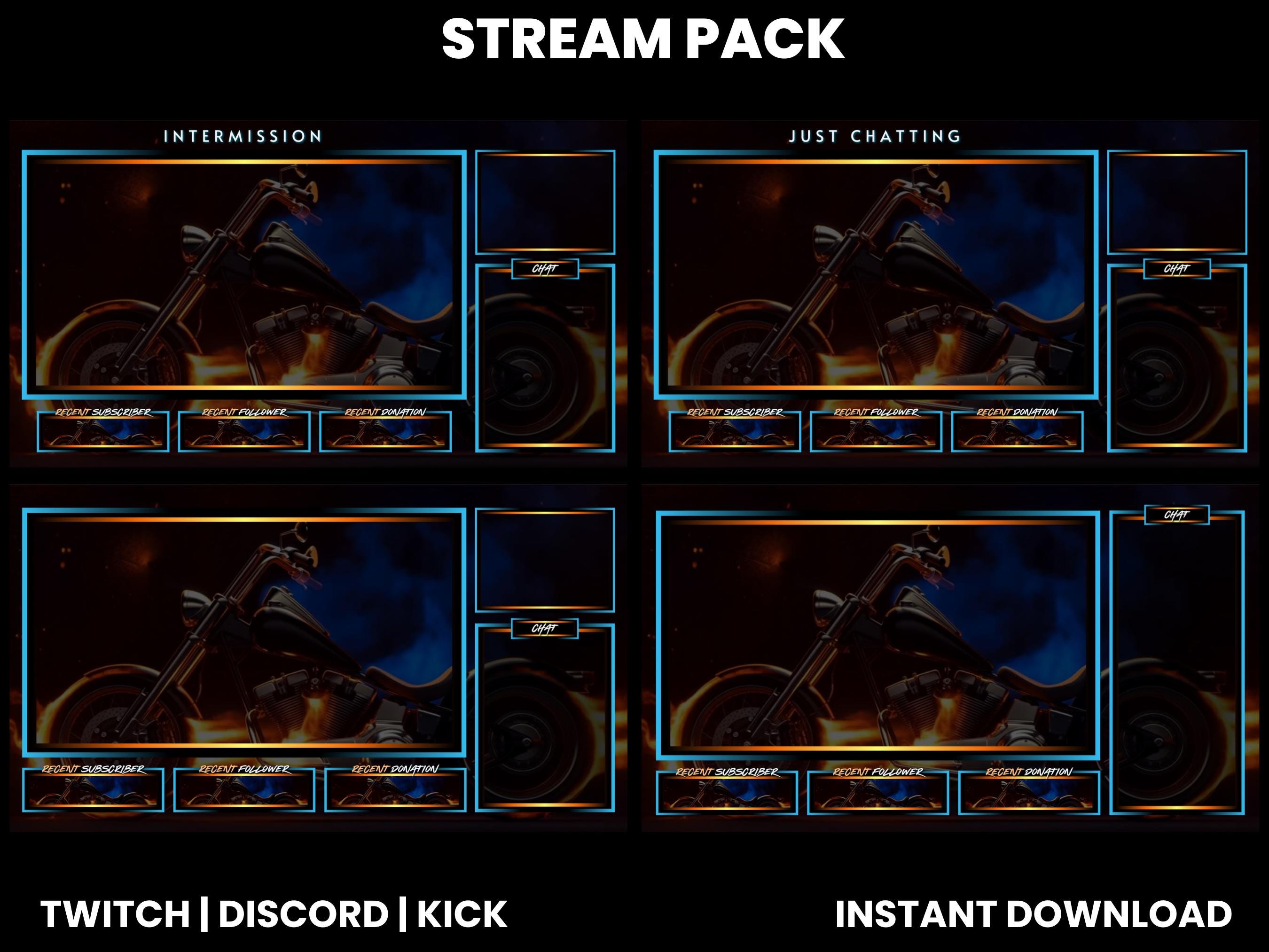 Stream Motorcycle Motorcycle Stream Overlay Pack for Twitch OBS Kick | Animated Starting ...