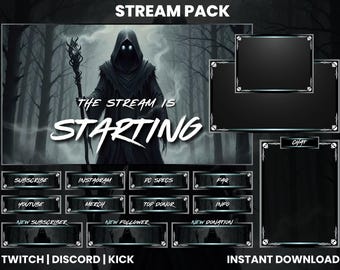 Dark Reaper Stream Pack – Gothic Twitch Overlay for OBS, Streamlabs & Kick | Horror Stream Screens