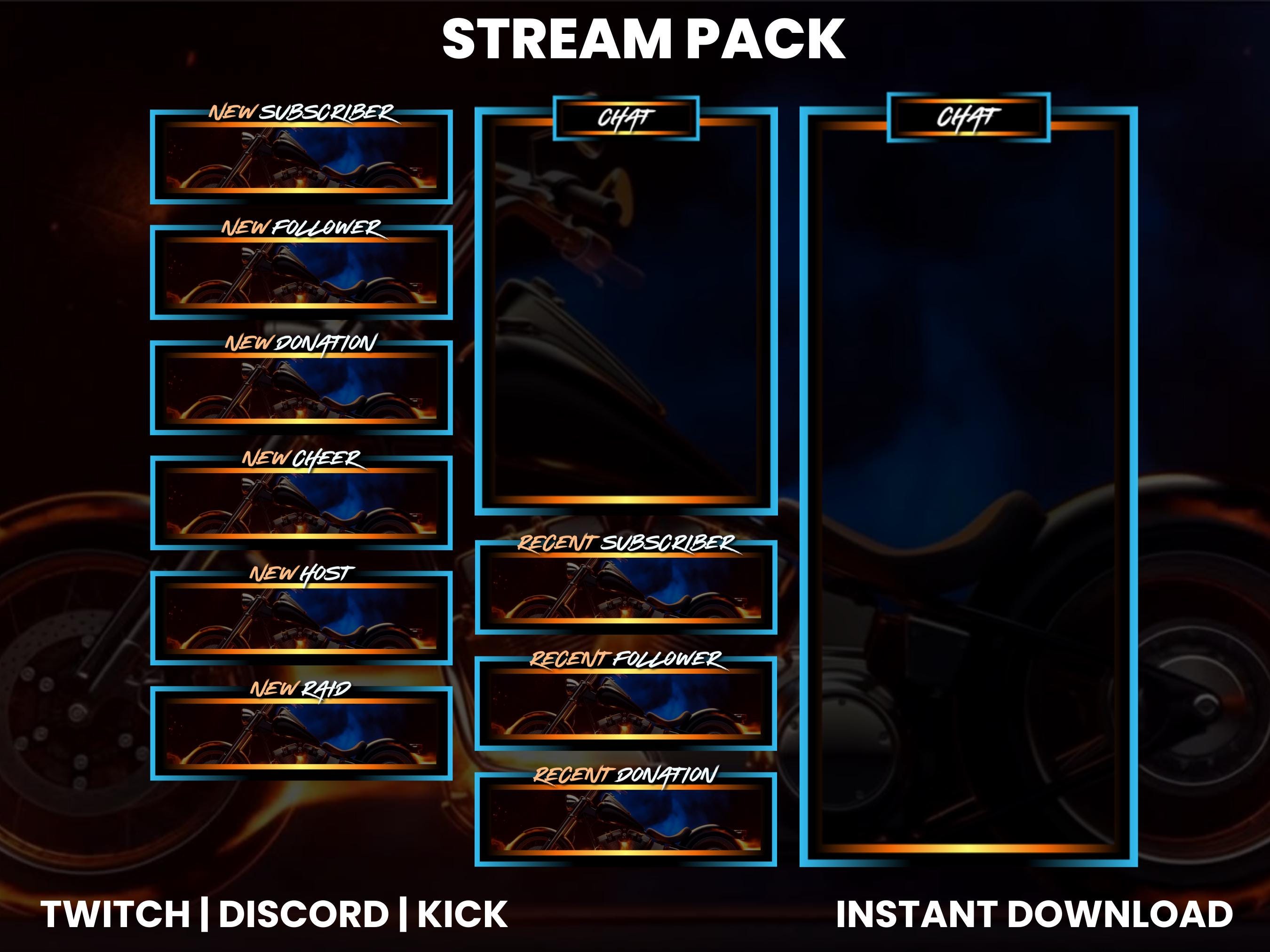 Stream Motorcycle Motorcycle Stream Overlay Pack for Twitch OBS Kick | Animated Starting ...