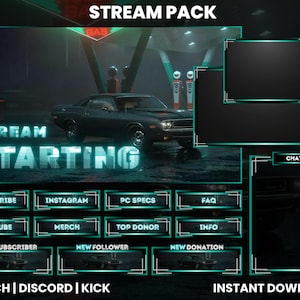 Animated Twitch Stream Pack | Twitch Screen Overlay | Racing Car Stream Pack | Twitch Alerts | Super Car | Chat Overlay | Animated Screens