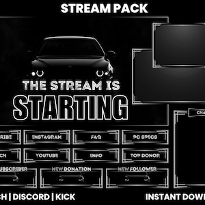 Animated Twitch Stream Pack | Twitch Screen Overlay | Sports Car Stream Pack | Twitch Alerts | Chat Overlay | Twitch Panels | Intermission