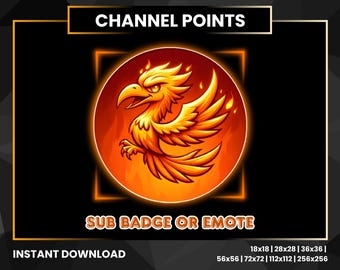 Fire Phoenix Twitch Emotes | Red Flame Phoenix Sub Badges | Discord Emote Pack | Phoenix Channel Points | Fire Spirit Streamer Graphics PNG
