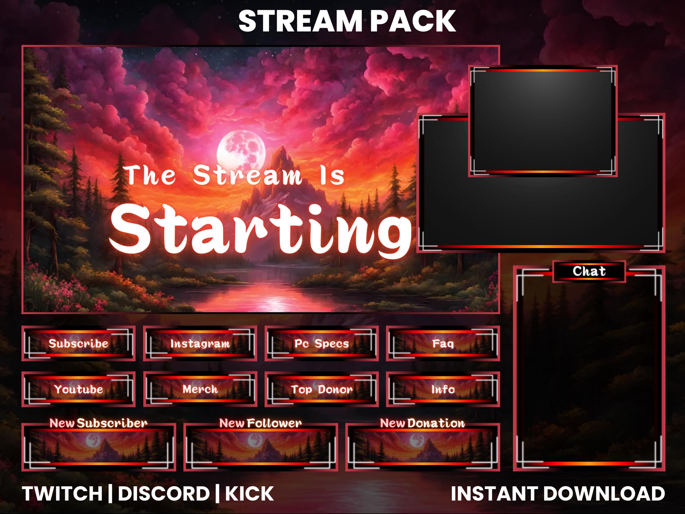 Overlay Chain Box Mountain Red Sun Stream Pack | Twitch Screen Overlay | Webcam Overlay ...