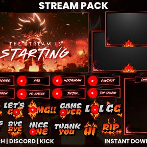 Twitch Stream Pack | Screen Overlays | Webcam Overlay | Twitch Panels | Animated Screens | Twitch Alerts | Chat Box Overlay | Text Emotes