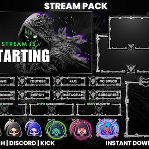 Pacote de transmissão do Grim Reaper no Twitch | Tela animada | Sobreposição de webcam | Alertas do Twitch | Painel do Twitch | Sobreposição da caixa de bate-papo | Emblemas do Grim Reaper Bit