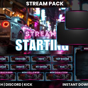 Animated Twitch Stream Pack | Twitch Screen Overlay | Sports Car Stream Pack | Twitch Alerts | Chat Overlay | Twitch Panels | Intermission