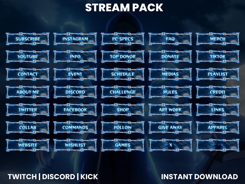 Grim Reaper Stream Overlay Pack for Twitch OBS Kick | Animated Starting ...