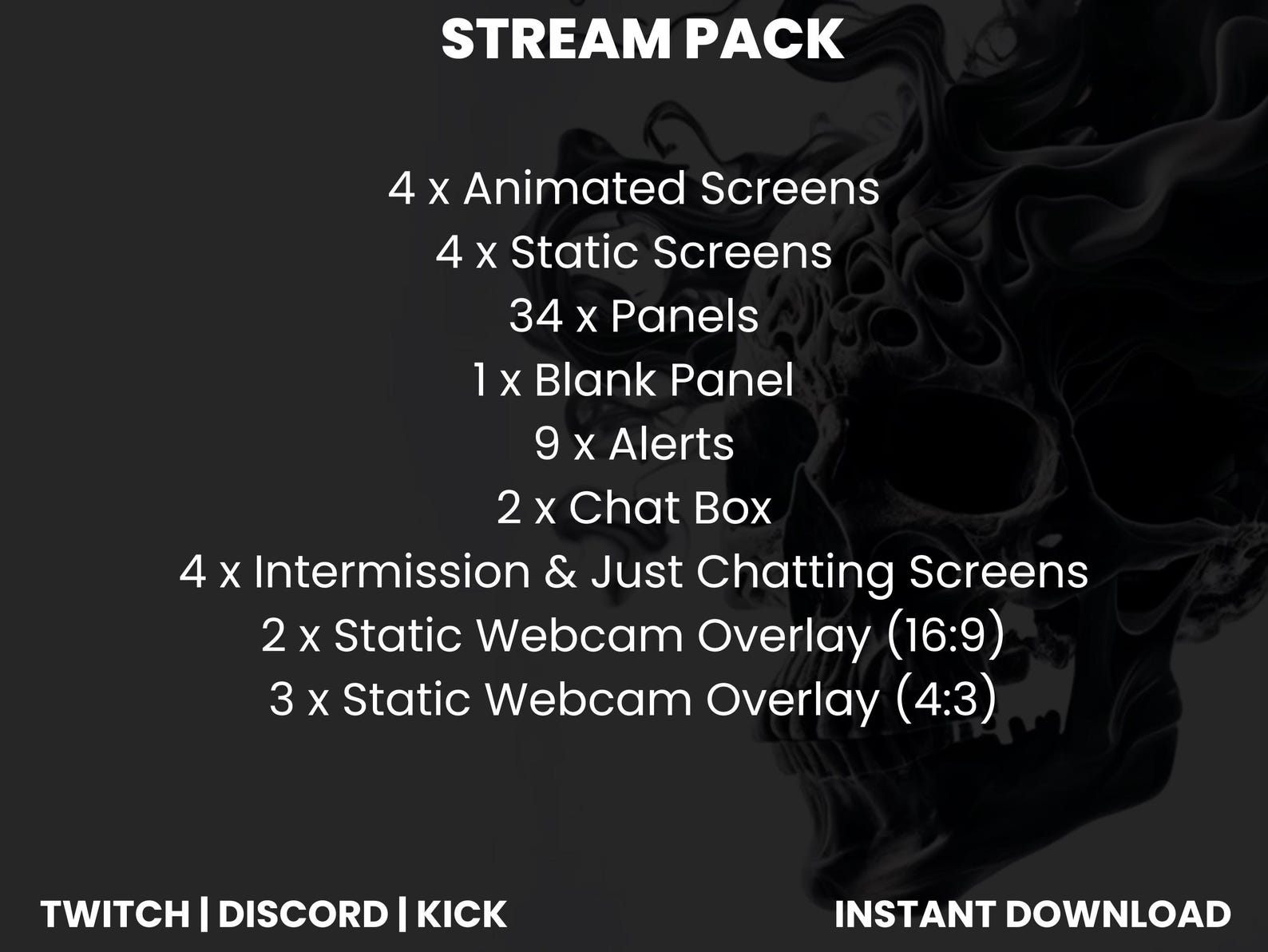 Animated Twitch Stream Pack | Twitch Screen Overlay | Skull Stream Pack ...