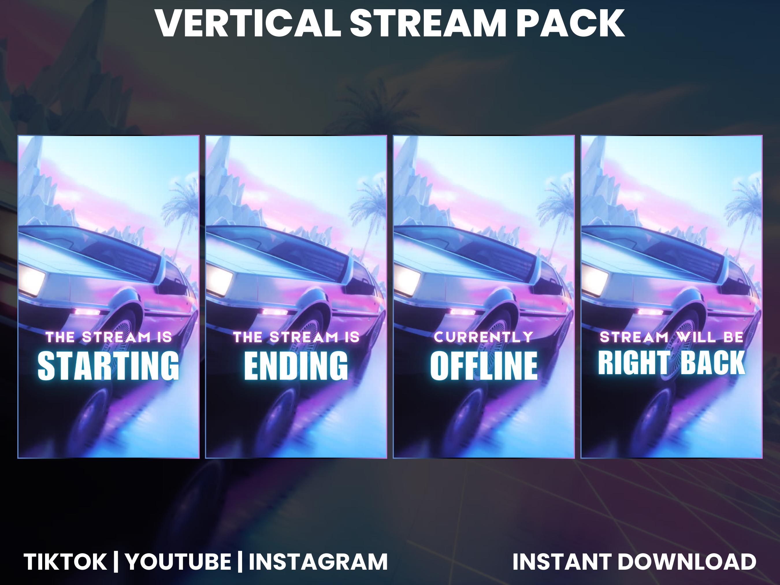 Neon Retro Car Vertical Stream Pack | Synthwave Stream Overlays ...