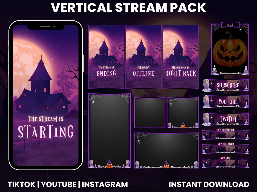 Haunted Overlay Halloween Vertical Stream Pack | Haunted House Overlay | Pumpkin Tiktok ...