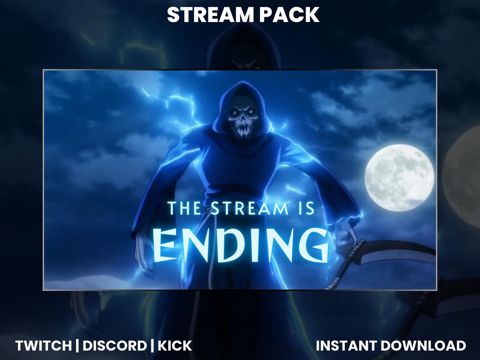 Grim Reaper Stream Overlay Pack for Twitch OBS Kick | Animated Starting ...