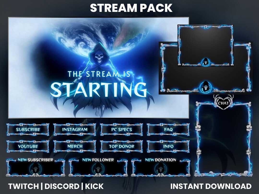 Grim Reaper Twitch Stream Pack | Animated Screen | Electric Webcam ...