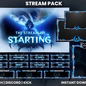 Grim Reaper Twitch Stream Pack | Animated Screen | Electric Webcam Overlay | Twitch Alert | Twitch Panel | Chat Box Overlay | Thunder Reaper