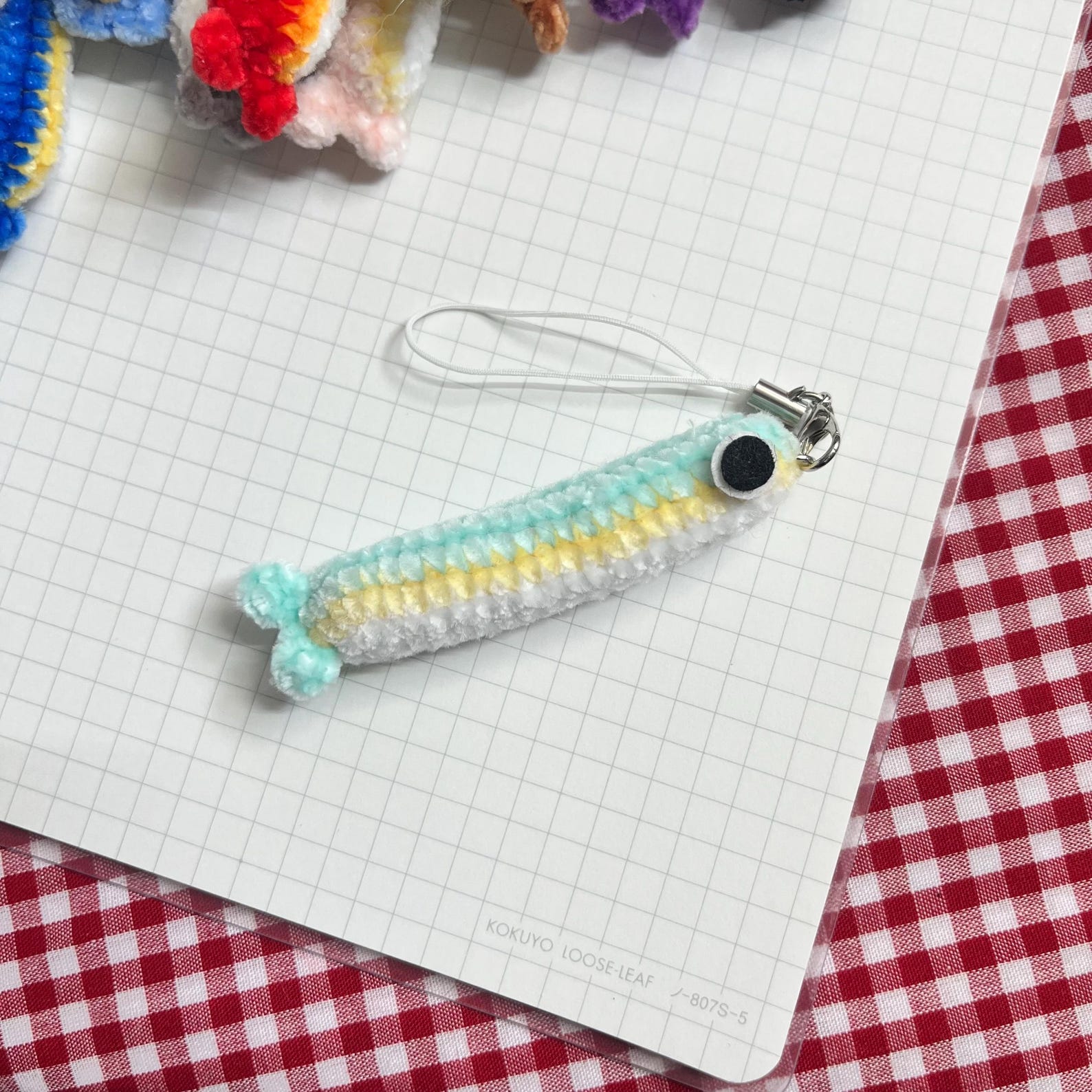 Fishstrap Rogo Crochet Fish Strap Keychain | Small Sardine Amigurumi Plush Charm ...