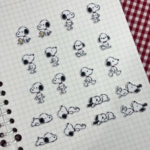 Snoopy Sticker Flakes | 20pc White Puppy Character Stickers Diecut Vinyl For Journals Planners Sketchbooks Kawaii Fanart image 3