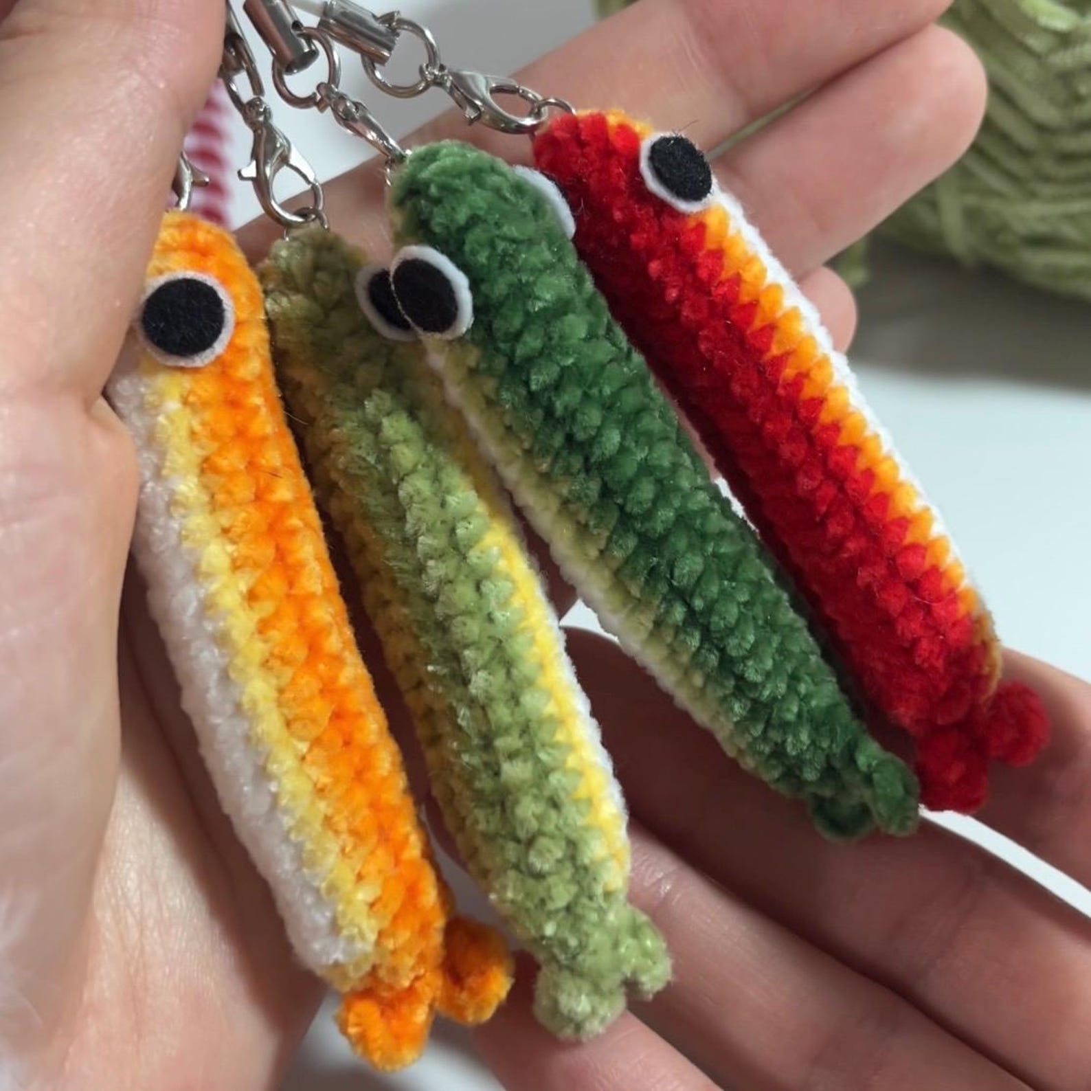 Fishstrap Rogo Crochet Fish Strap Keychain | Small Sardine Amigurumi Plush Charm ...