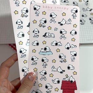 Baby Snoopy Sticker Sheet | Peanuts Charlie Brown Fanart Stickers Vinyl For Journals Notebooks Letters Scrapbooks image 4