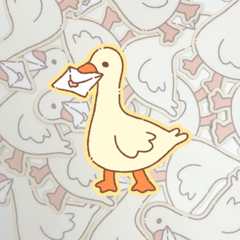 Goose Envelope Messenger Goose Sticker | Cute Bird Vinyl Diecut Stickers Kawaii Cozy ...