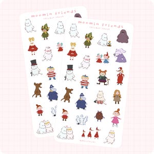 Cute Moomin Vinyl Sticker Sheet | Moominvalley Fanart Sticker Sheet For Moomin Lover Stickers For Journals Notebooks Letters Scrapbooks