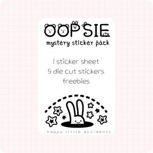 oopsie mystery sticker bag | vinyl stickers die cut sticker sheet b grade imperfect but functional sticker for journals notebooks letters