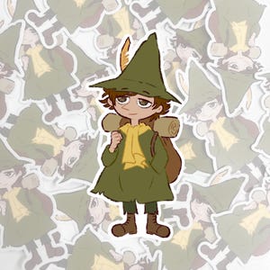 Snufkin Vinyl Sticker Diecut | Moomin Fanart Sticker For Moominvalley Lover Character Stickers For Journals Notebooks Letters Scrapbooks