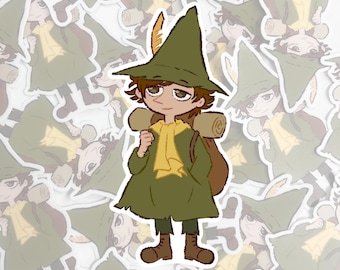 Snufkin Sticker Vinyl Diecut | Moomin Fanart Sticker For Moominvalley Lover Character Stickers Green