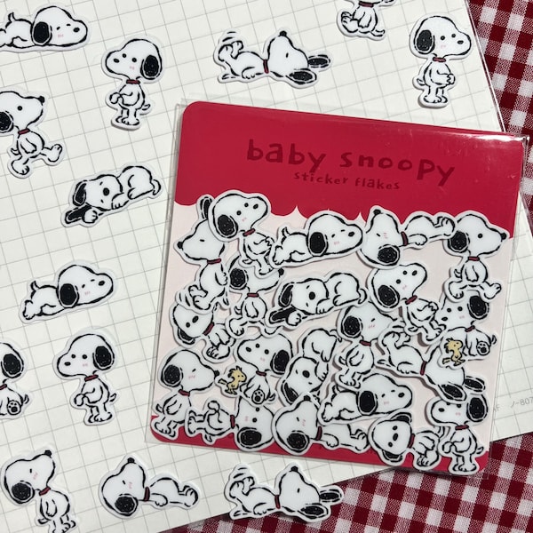 Snoopy Sticker Flakes | 20pc White Puppy Character Stickers Diecut Vinyl For Journals Planners Sketchbooks Kawaii Fanart