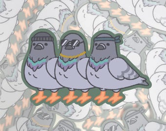 Pigeon Cartel Sticker | We Bare Bears Cute Fanart Stickers Vinyl Diecut Bear Grizzly Panda Ice Bear