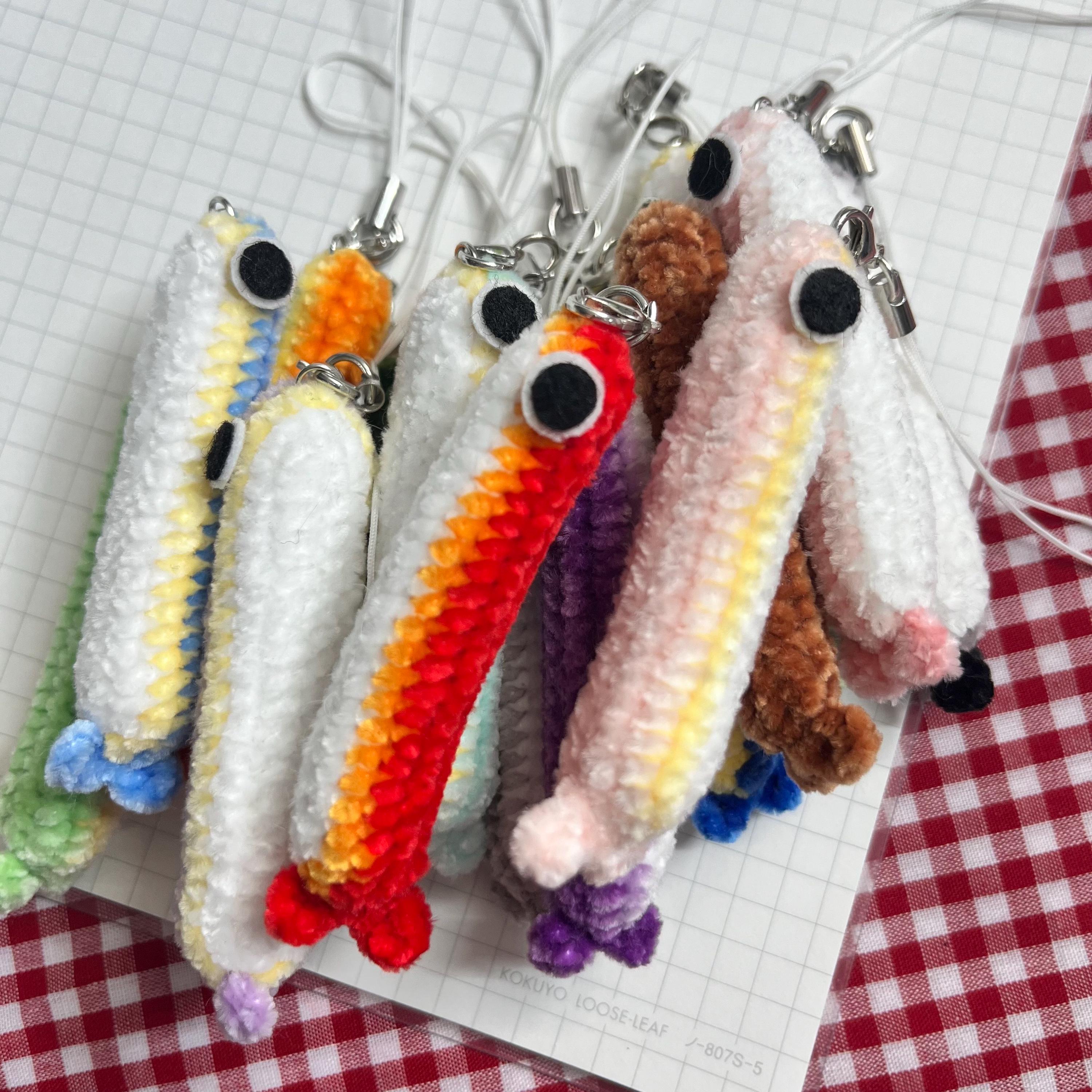Fishstrap Rogo Crochet Fish Strap Keychain | Small Sardine Amigurumi Plush Charm ...