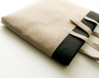 Linen Laptop Bag – Padded Shock Absorbent Sleeve with Handles (18-19 Inch)