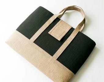 Linen Laptop Case with Flap and Handle 13 inch MacBook Air Handbag M2/M3/M4/M5 iPad Pro Air 13 inch Sleeve Laptop Shockproof Padded Case Bag
