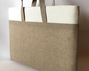18-inch Linen Laptop Bag – Handmade Shockproof Padded Laptop Case with Handles - Custom Made for All Models