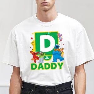 Camiseta "D de Papá Elmo", camiseta de Elmo, camiseta personalizada, camiseta de fiesta de cumpleaños familiar, camiseta del Día del Padre, camisetas familiares a juego de Barrio Sésamo