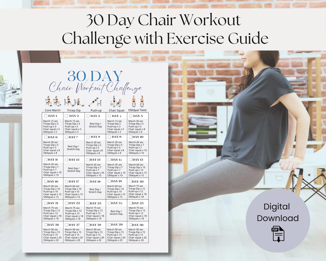 30 Day Chair Workout Challenge: Strength & Mobility (printable Download ...