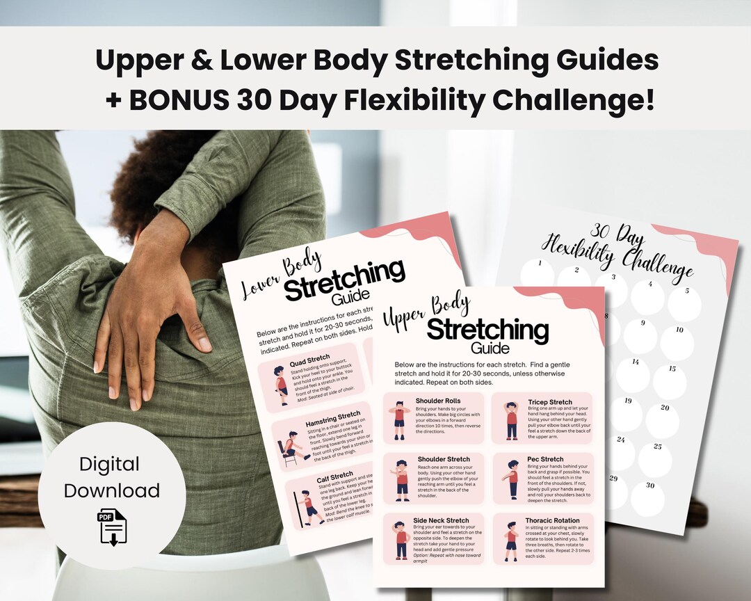 Stretching Guide: Upper & Lower Body + 30 Day Challenge (digital ...