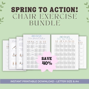 Chair Exercise Bundle | 30 Day Chair Workout and Yoga Challenges | Printable Chair Fitness Plans | Senior Fitness | Instant Download PDF