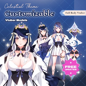 Full Body VTuber-model: Noctelle | Aanpasbare Celestial VTuber, klaar voor gebruik | Aanpasbare L2D Fairy Vtuber Female | Cadeau voor haar | Cadeaus