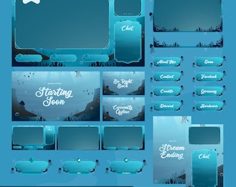 Ocean Blue Stream Package | Seafoam Underwater Animated VTuber Overlay | Twitch TikTok Kick | Panels Alerts Screens | OBS Streamlabs