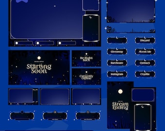 Animated Stream Overlay Package | Moonlit Forest Night Theme (Digital Download)
