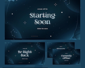 Minimalist Celestial Screens | Lunaris Veil Moonlight Animated Pack | Twitch TikTok Kick | Starting Soon Offline BRB | OBS Streamlabs