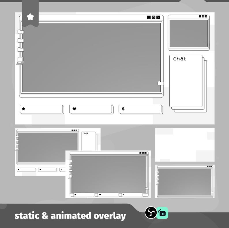 Retro Pixel Animated Stream Overlay Pack | Twitch, Tiktok, Youtube OBS ...