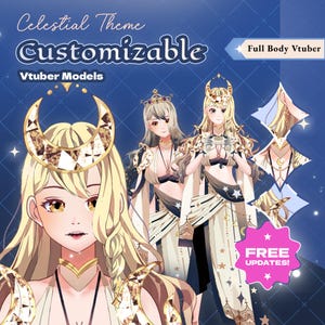 Full Body VTuber-model: Selestia | Celestial Vtuber-vrouwtje voor commercieel gebruik | Aanpasbare L2D Vtuber-items voor Hololive | Cadeau voor haar