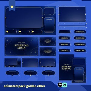 Animated Dreamy Celestial Stream Overlay: Golden Ether Blue for Tiktok ...